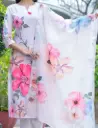 🌸 TrendNest Cotton Digital Print Kurti Pant with Dupatta – Floral Charm in Every Thread