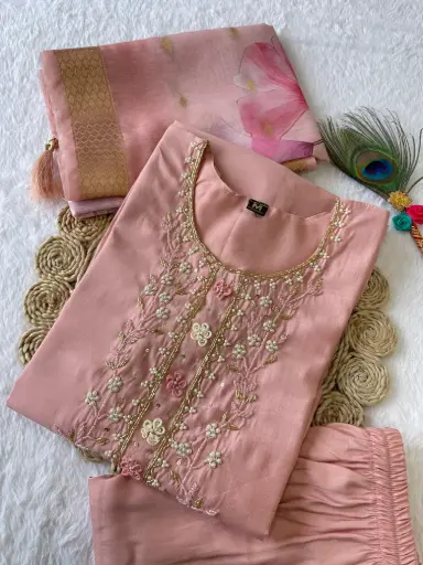 TrendNest_New Designers Kurti Pant Dupatta Set